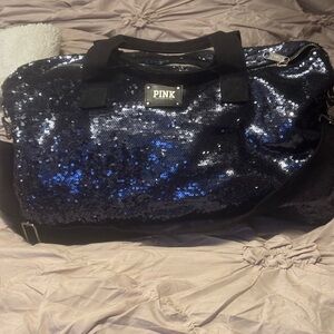 PINK Victoria's Secret Sequin Travel Bag - Black and Blue